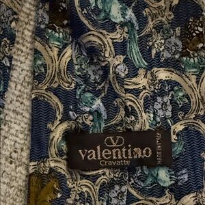 Valentino Cravatte Blue and Cream Floral Tie